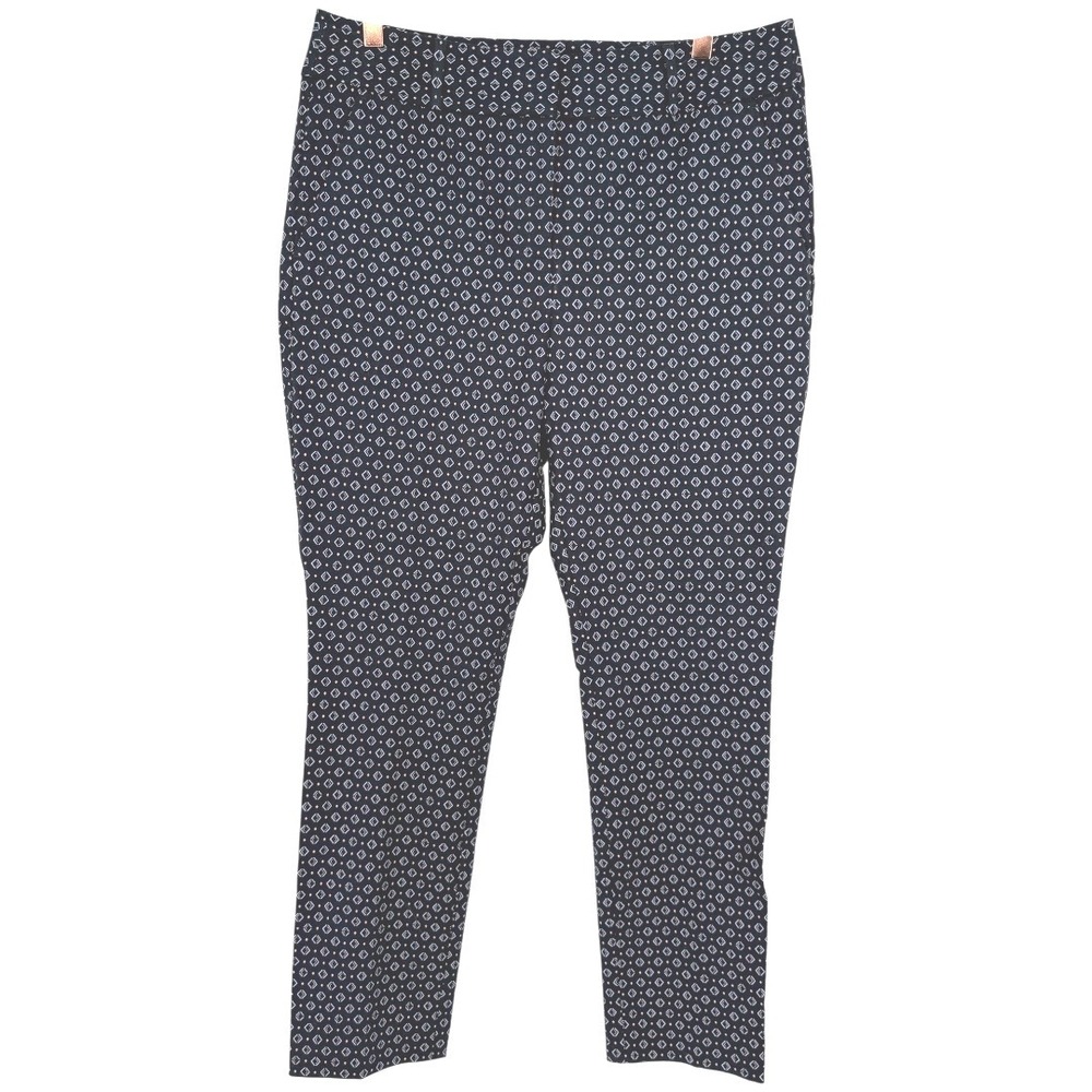 LOFT Women's Marisa Skinny Ankle Pants‎ Diamond Print Size 10 Career Preppy